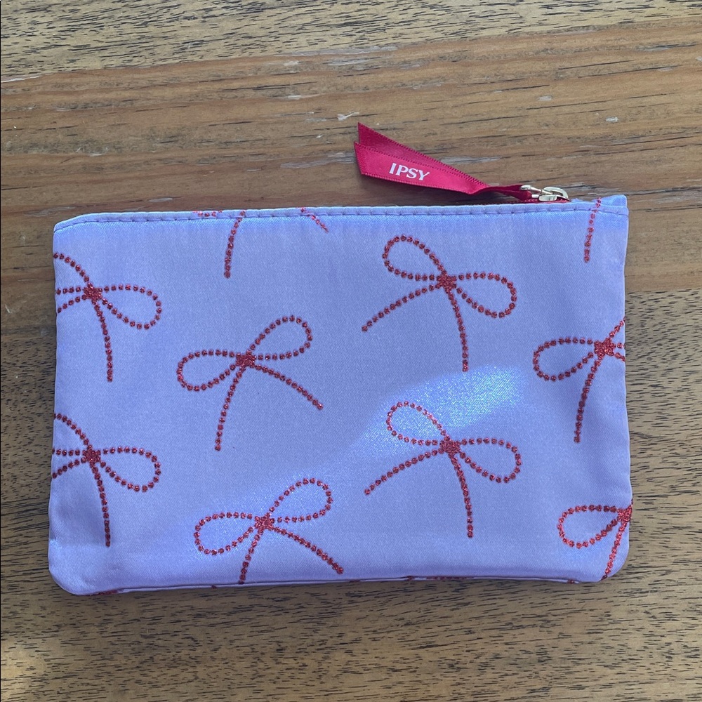 Ipsy Bow Design Pouch - Lavender and Crimson